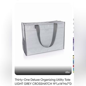 New-Thirty-one Deluxe Organizing Utility Tote in Light Grey!!!